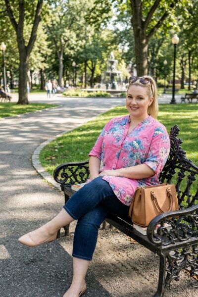 Dlhá kvetovaná blúzka s nastaviteľnými rukávmi