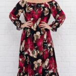 Viskózové šaty s kvetmi, so španielskym výstrihom, rozparkom na sukni, aj pre plus size veľkosti