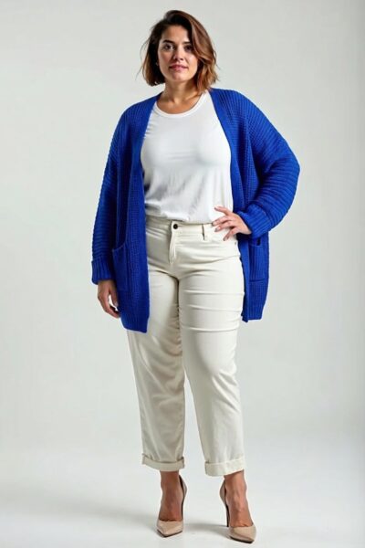 Kardigán s vreckami kráľovsky modrý