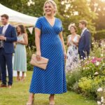 Nadmerné pásikavé džersejové šaty modré