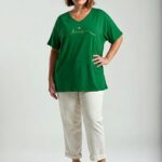 Zelené dámske tričko s nápisom LOVE pre moletky – plus size tričko s krátkym rukávom