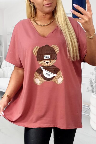 Tričko s medvedíkom staroružové