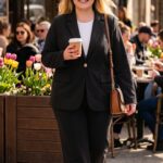 Čierny mäkký nohavicový kostým pre moletky – sako s gombíkom a 7/8 nohavice s elastickým pásom